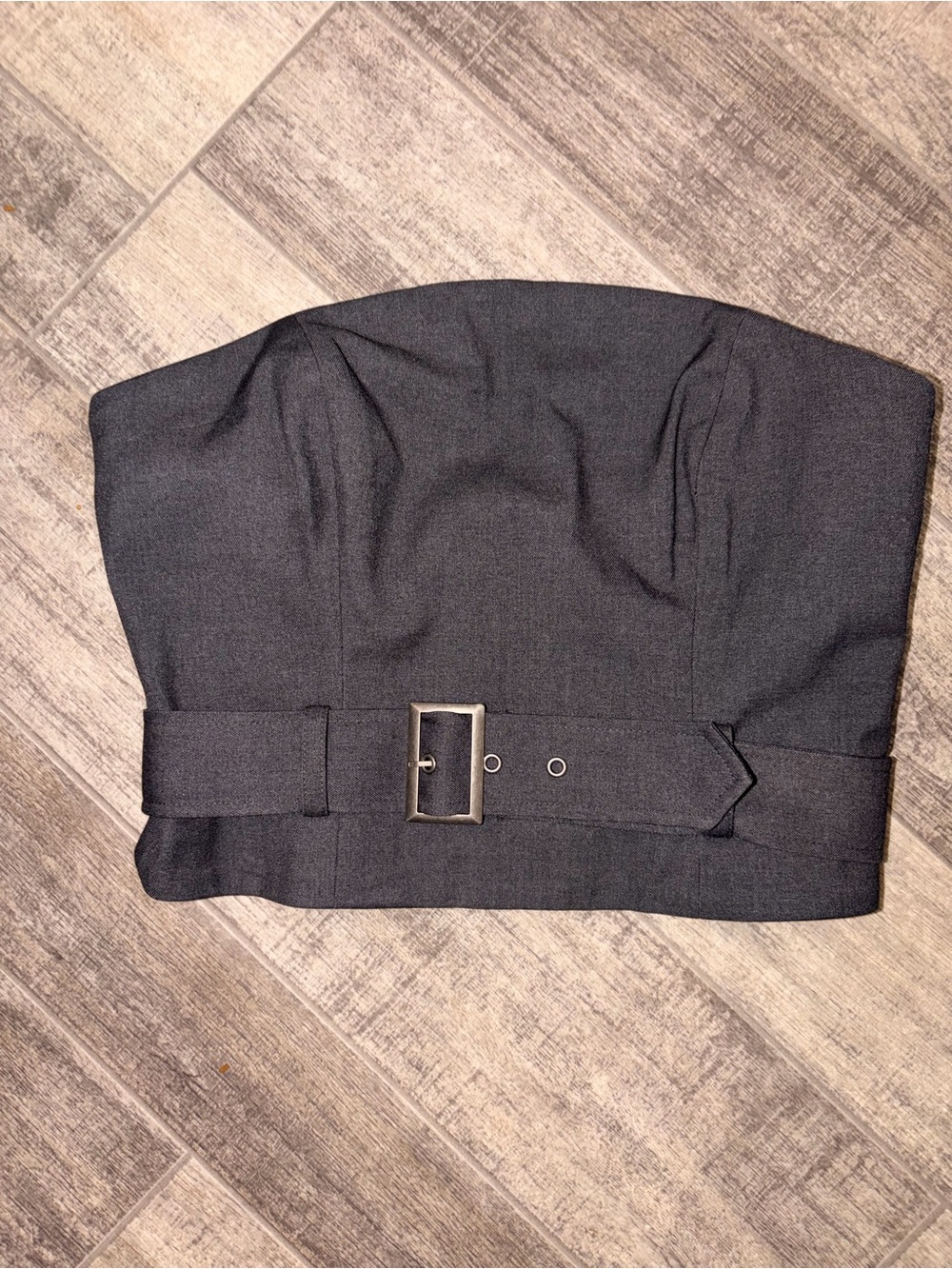 ASOS Black Strapless Belted Crop Top